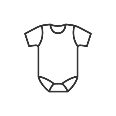 Kısa kollu bebek giysisi vektör ana hatları simgesi beyaz arkaplanda izole edildi