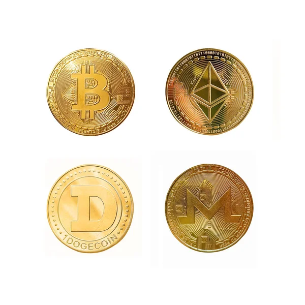 Beliebte Digitale Kryptomünzen Auf Weißem Hintergrund — Stockfoto
