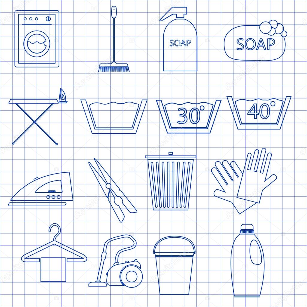 Laundry and cleaning icons