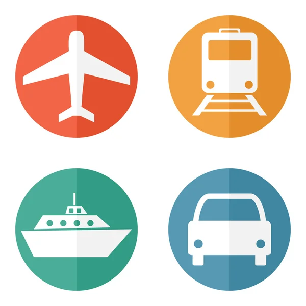 Ilustração vetorial de ícones relacionados ao transporte — Vetor de Stock