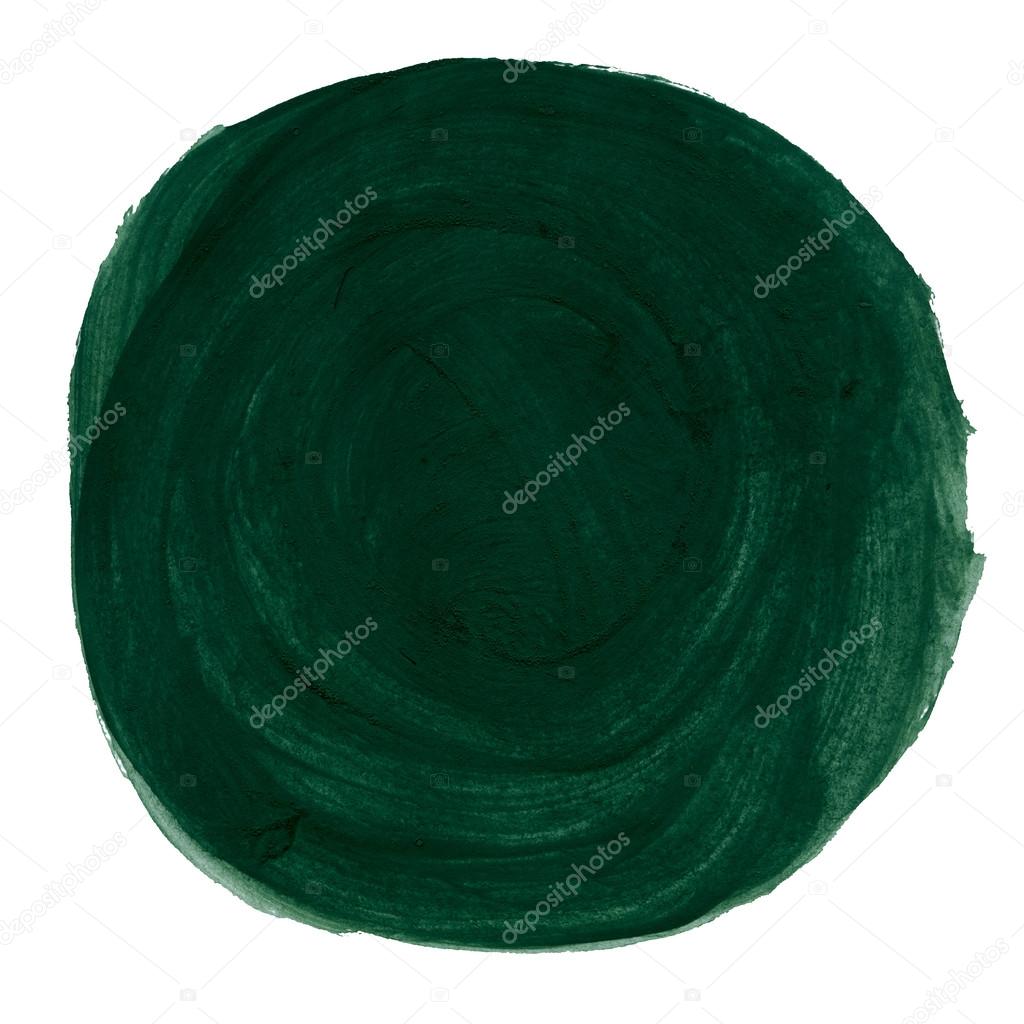 Abstract green watercolor painted circle