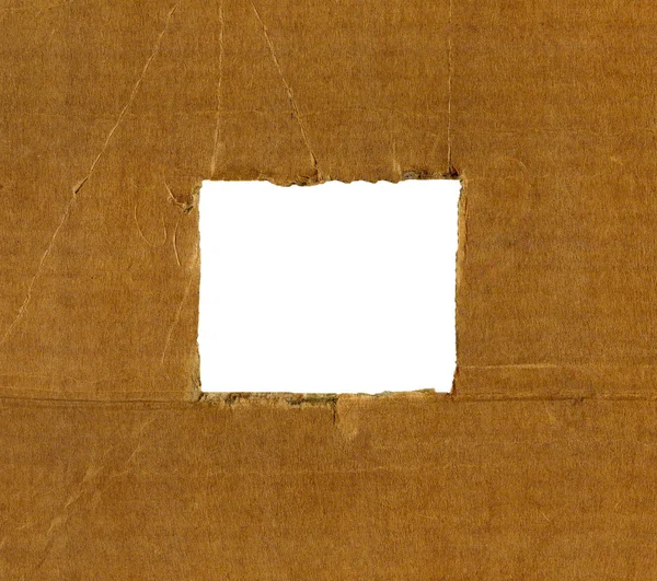 Moldura de papelão texturizada com bordas ásperas isoladas — Fotografia de Stock
