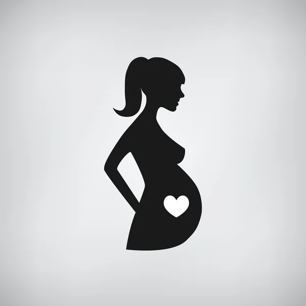 Gravid kvinna platt silhouette ikonen — Stock vektor