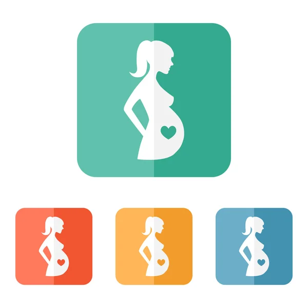 Gravid kvinna platt silhouette ikonen — Stock vektor