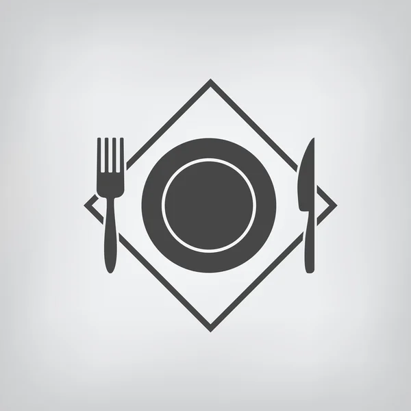 Siyah Restoran Menü simgesi. Tabak, çatal, bıçak izole