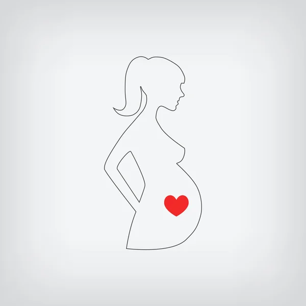 Pregnant woman flat silhouette icon — Stock Vector