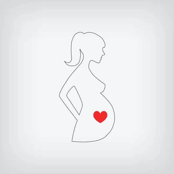 Zwangere vrouw platte silhouet pictogram — Stockvector