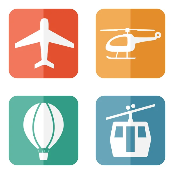 Luchtvaartmaatschappij dienst vervoer pictogrammen — Stockvector