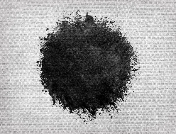 Cercle aquarelle, goutte noire sur la texture lin — Photo