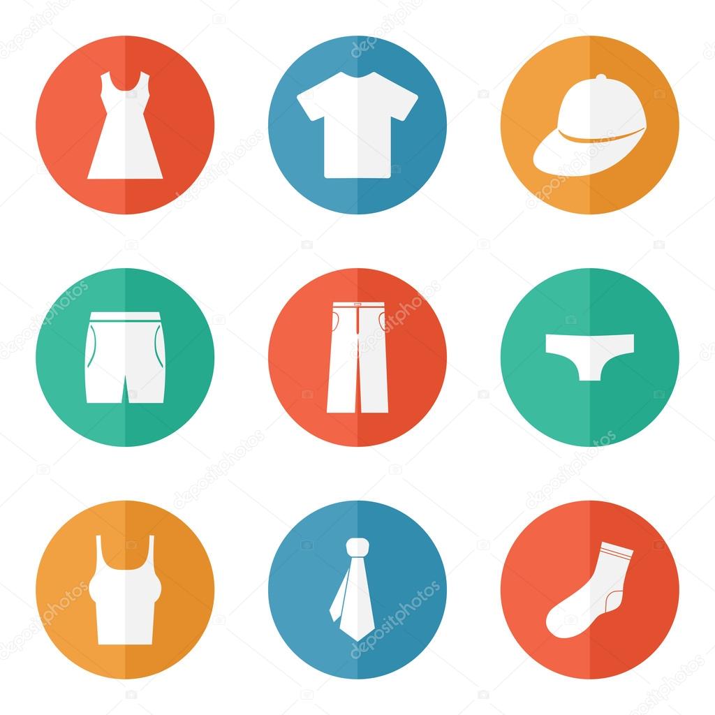 Clothes icons, concept web buttons vector sign