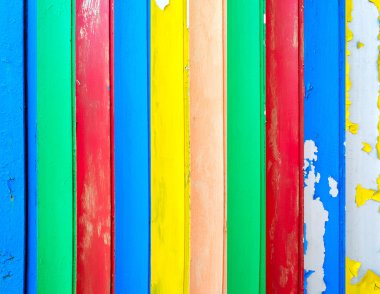 Eski ahşap boyalı renkli tahta yüzey