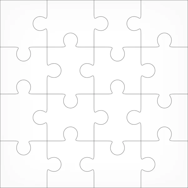 Parçalı bulmaca boş şablon 4 x 4 — Stok Vektör