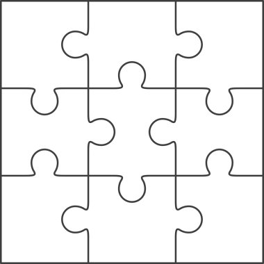 Parçalı bulmaca boş şablon 3 x 3
