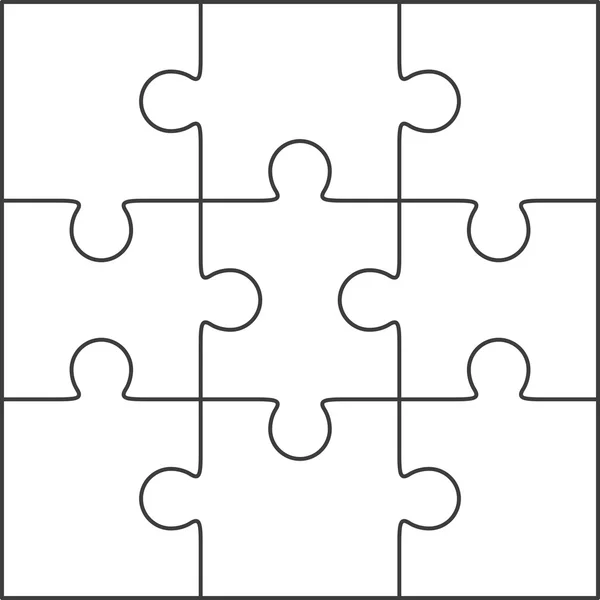 Jigsaw puzzle modello vuoto 3x3 — Vettoriale Stock