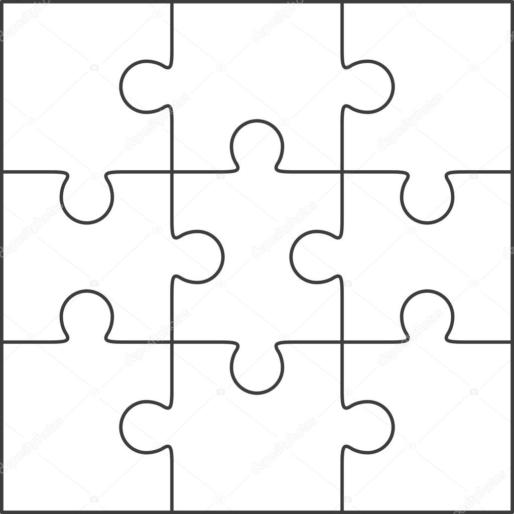 Jigsaw puzzle blank 3x3 — Vector