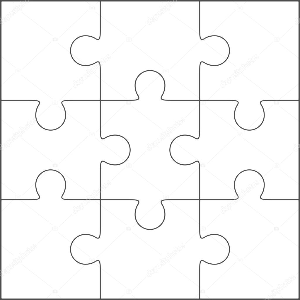 Jigsaw puzzle template 3x3 Stock Vector by ©binik1 74146709