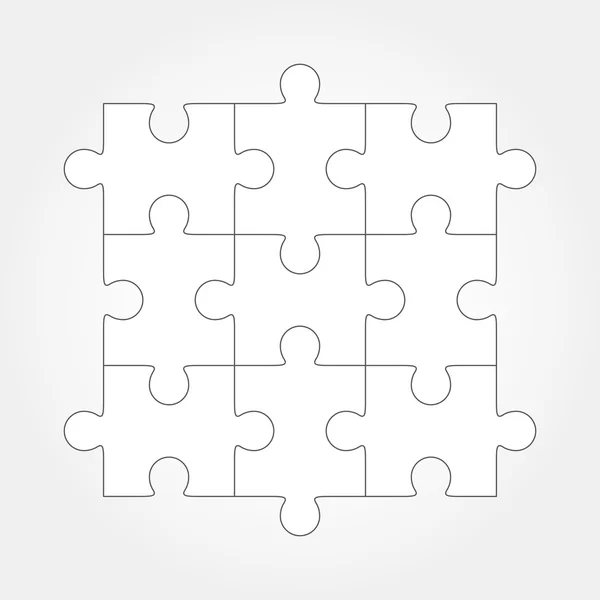 Jigsaw rompecabezas vector, nueve piezas — Vector de stock