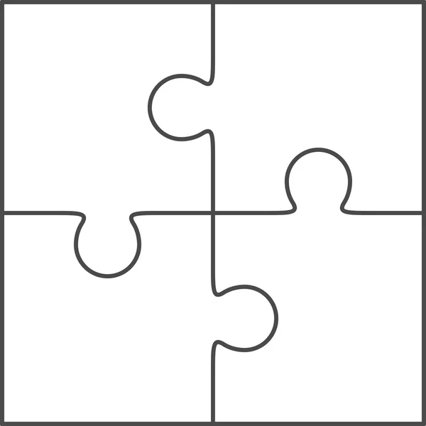 Jigsaw rompecabezas vector en blanco 2x2, cuatro piezas — Archivo Imágenes Vectoriales