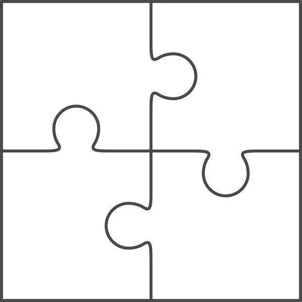 Jigsaw rompecabezas vector en blanco 2x2, cuatro piezas — Archivo Imágenes Vectoriales