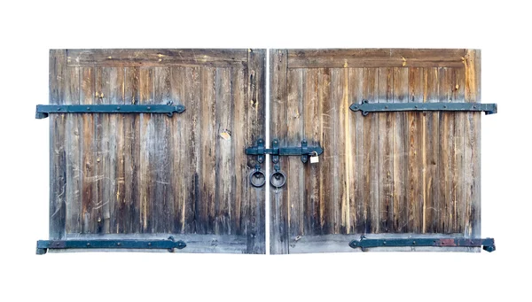 Дерев'яні старі ворота ізольовані на білому тлі — стокове фото
