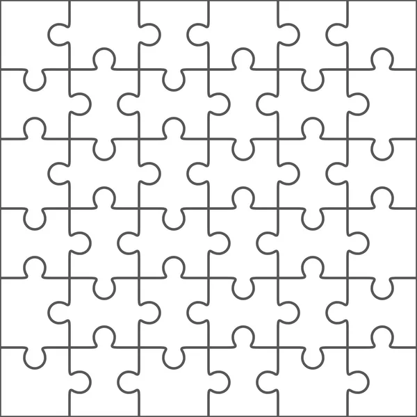 Jigsaw puzzle blank template, 36 pieces — Stock Vector