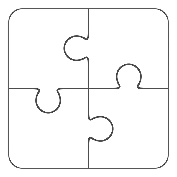 Jigsaw rompecabezas vector en blanco 2x2, cuatro piezas — Vector de stock
