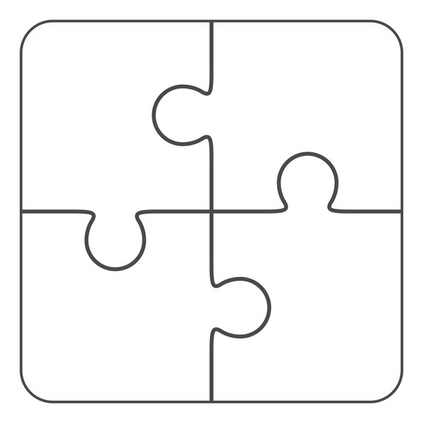 Jigsaw puzzle blank vector 2x2, four pieces