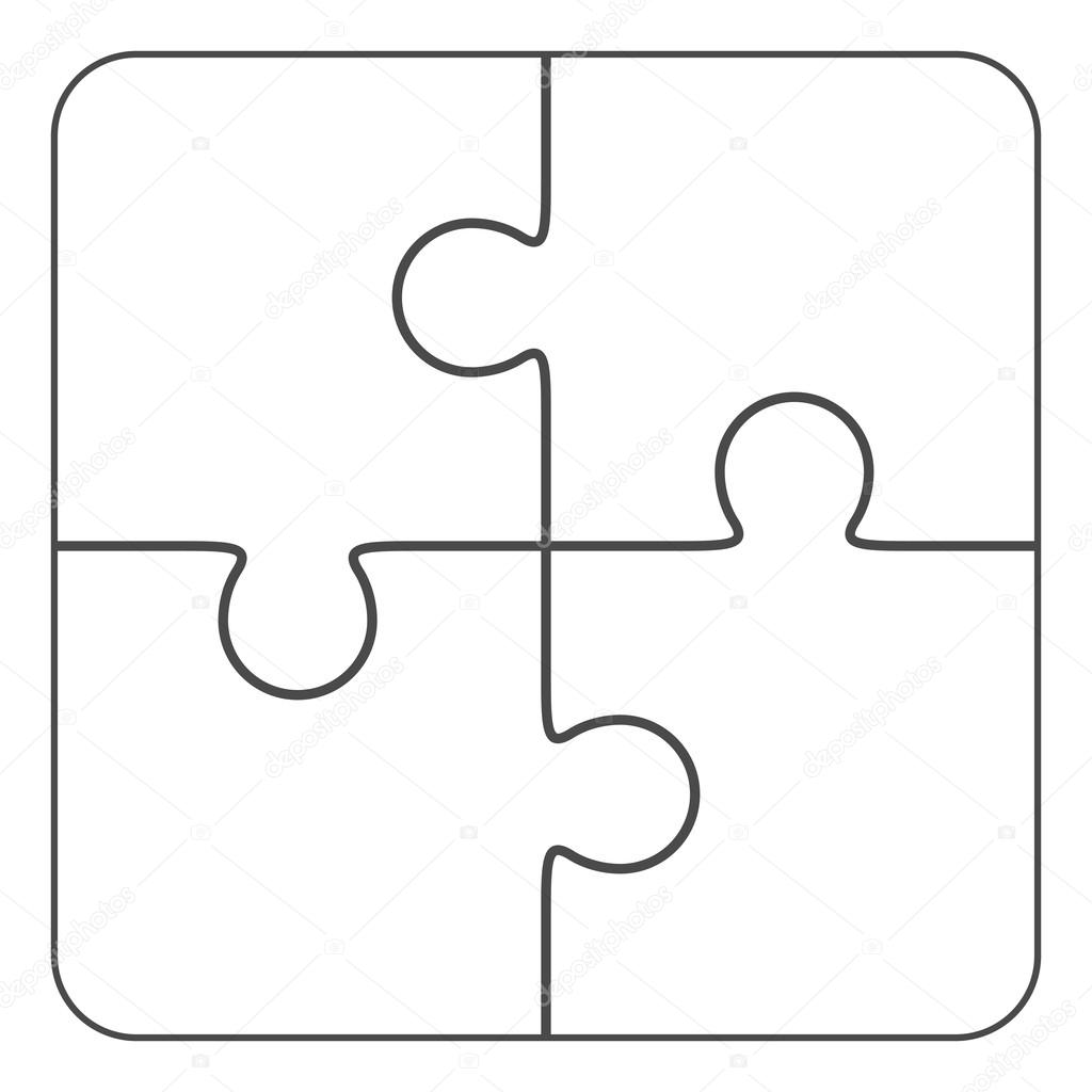 Jigsaw puzzle blank vector 2x2, four pieces