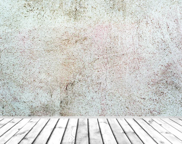 Kamer interieur: grijs cement muur met houten vloer — Stockfoto