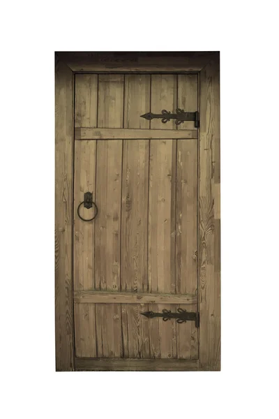 Porta de madeira vintage velho no fundo branco — Fotografia de Stock
