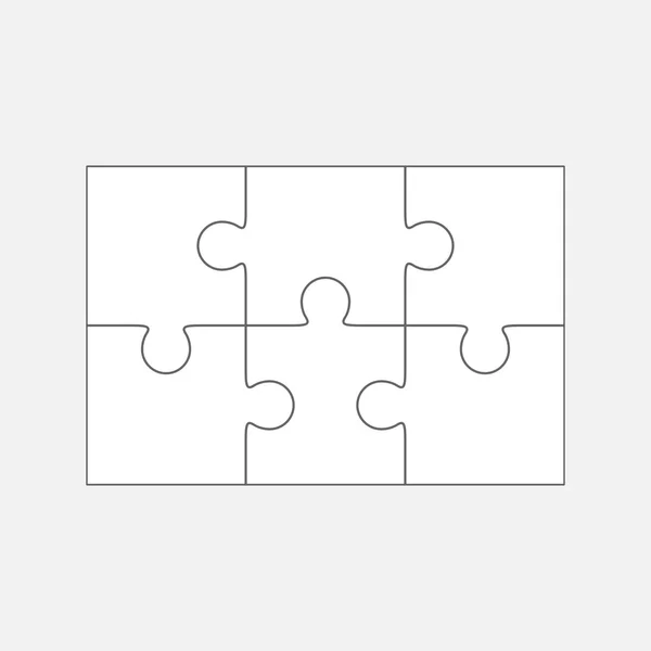 Six pièces de puzzle, vecteur blanc 2x3 pièces — Image vectorielle