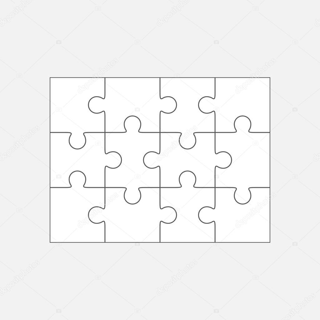 Jigsaw Puzzle Blank Template 4x3 Twelve Pieces Stock Vector Image By C Binik1 83187238