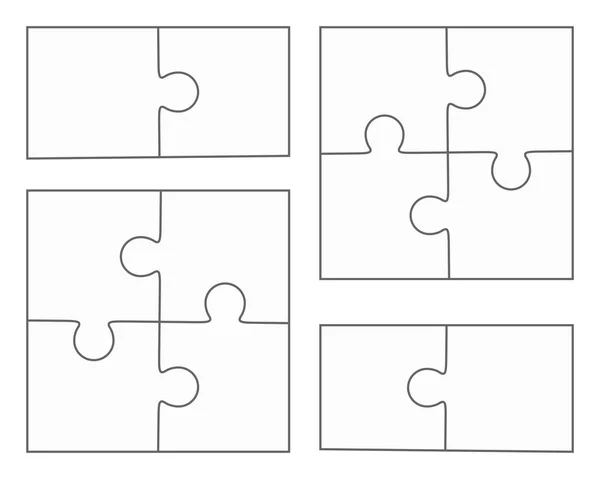 Jigsaw rompecabezas en blanco vector, cuatro piezas, dos elementos — Archivo Imágenes Vectoriales