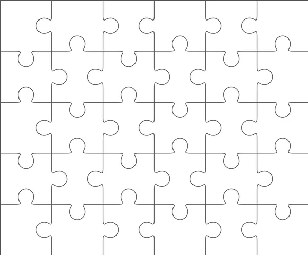 Jigsaw rompecabezas plantilla en blanco 5x6, treinta piezas — Vector de stock