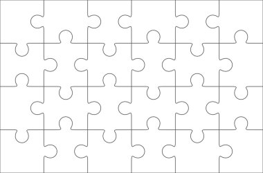 Parçalı bulmaca boş 6 x 4 Element, yirmi dört adet vektör.