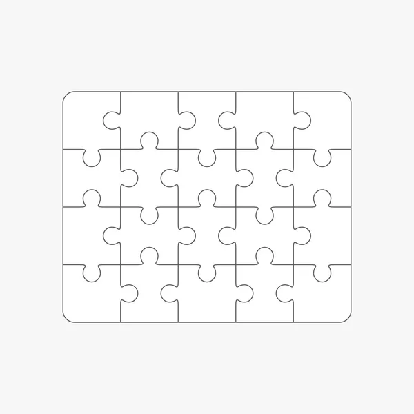 Jigsaw rompecabezas plantilla en blanco 4x5, veinte piezas — Vector de stock