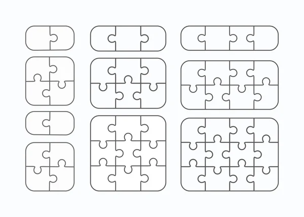 拼图游戏矢量平空白模板设置 — 图库矢量图片