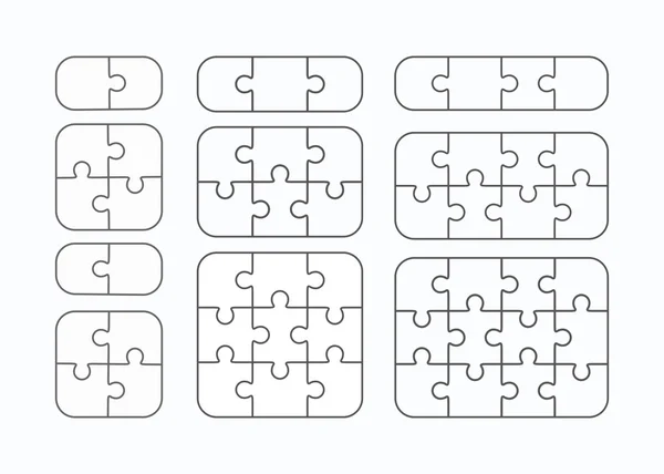 Puzzle-Vektor flache leere Vorlagen gesetzt — Stockvektor