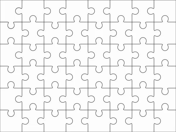 Jigsaw rompecabezas en blanco 6x8 elementos, ochenta y ocho piezas de vectores . — Vector de stock