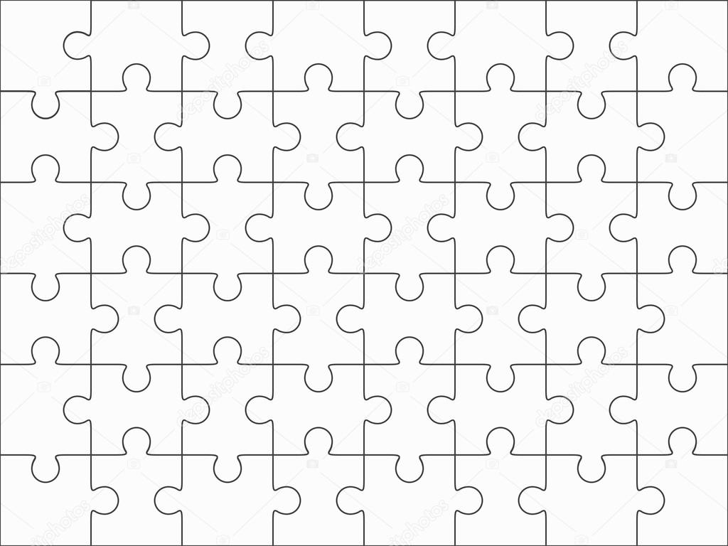 Jigsaw puzzle blank 6x8 elements, fourty-eight vector pieces. Stock Vector  by ©binik1 85418438