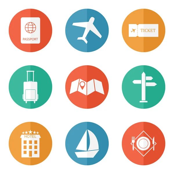 Travel icons flat vector — Stock Vector