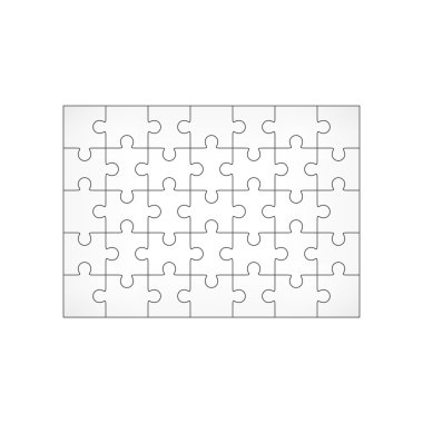 Jigsaw puzzle blank 7x5 elements, thirty-five vector pieces. clipart