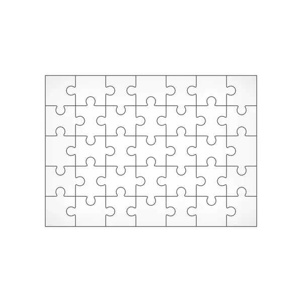 Jigsaw puzzle lege 7 x 5 elementen, vijfendertig vector stukken. — Stockvector