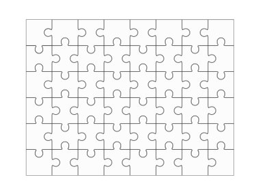 Parçalı bulmaca boş 6 x 8 elemanları, kırk sekiz vektör parçaları.
