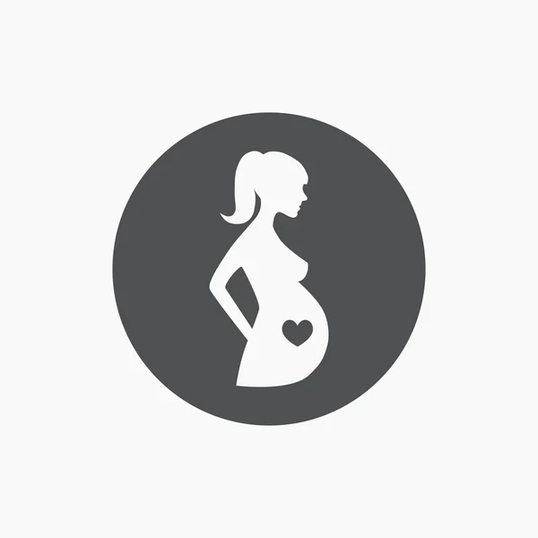 Terhes nő lapos sziluett ikon — Stock Vector