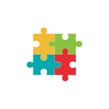 Dört renkli puzzle parçaları vektör çizim
