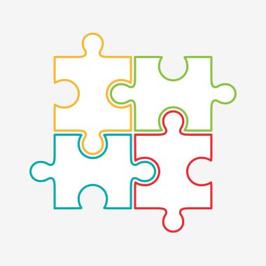 Dört renkli puzzle parçaları vektör çizim