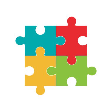 Dört renkli puzzle parçaları vektör çizim