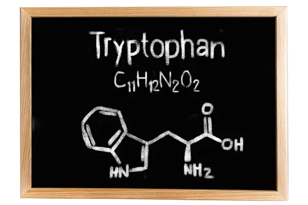 Pizarra con la fórmula química del triptófano — Foto de Stock