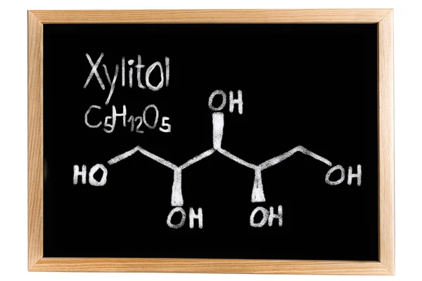 Pizarra con la fórmula química de Xilitol — Foto de Stock